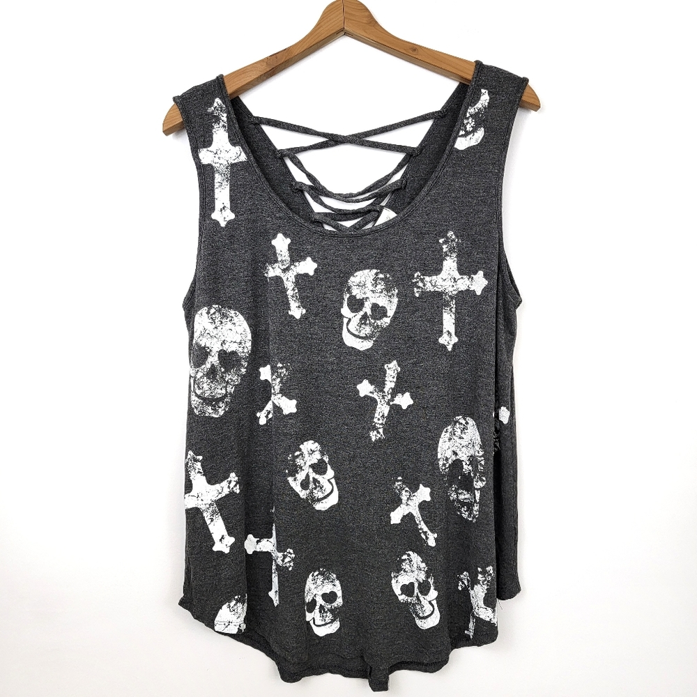 French Pastry Skull + Cross Tank Top 2X